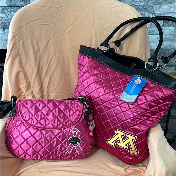 NFL Handbags - NFL Pink and Black Quilted Shoulder Bags